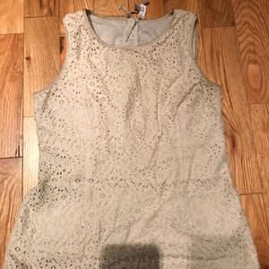 Beige Banana Republic Lace Top with Back Zipper